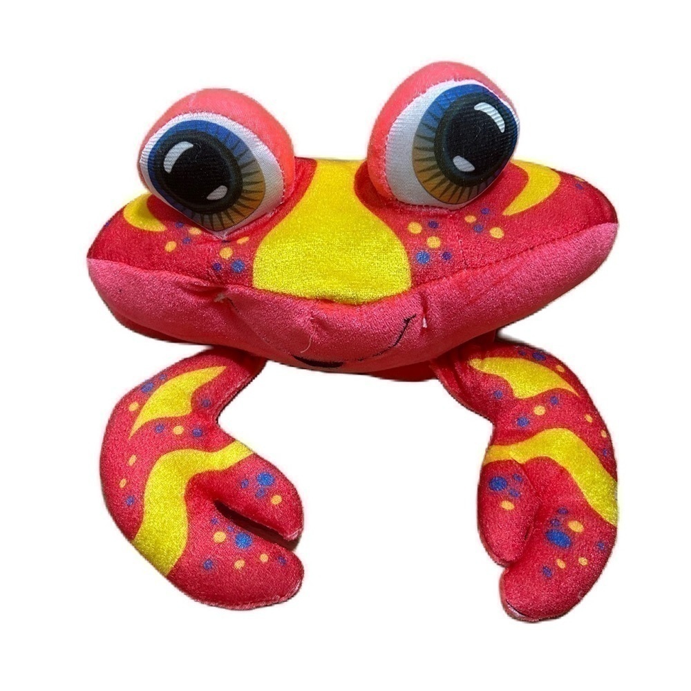 Vintage Crab Plush Goffa Stuffed Animal Pink Neon Bright Yellow